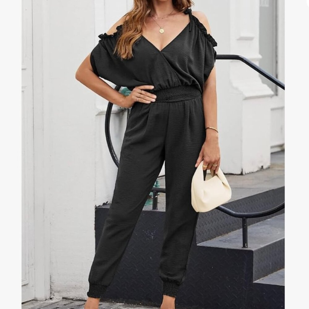 Stylish Cold Shoulder Jumpsuit - Effortless Elegance